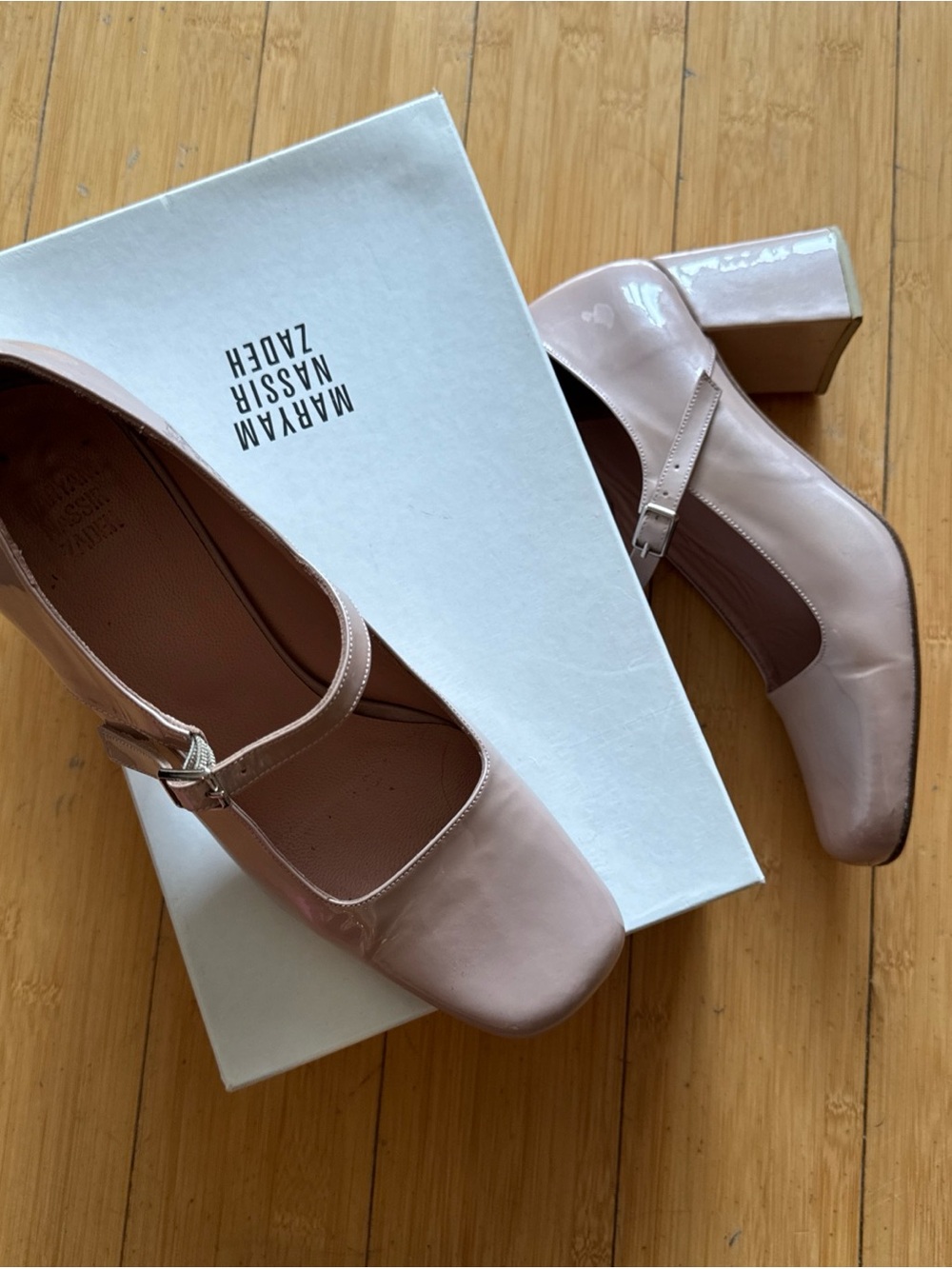 Mary Jane Blush Patent Mary Jane Block Heel